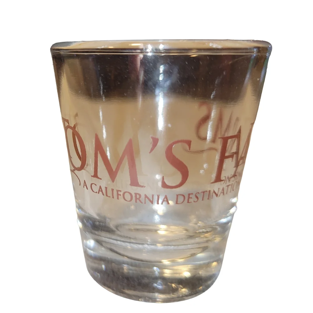 Vintage Tom's Farms California Destination Souvenir Shot Glass Collectible